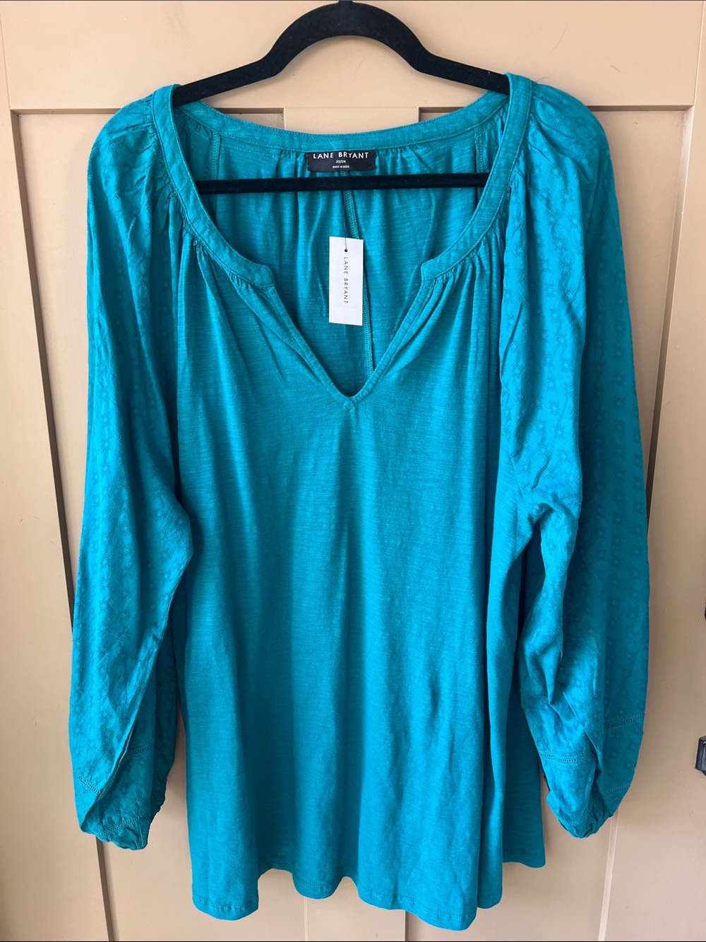 Lane Bryant 22/24 New w Tag Dark Teal Long Sleeve Split Collar Blouse